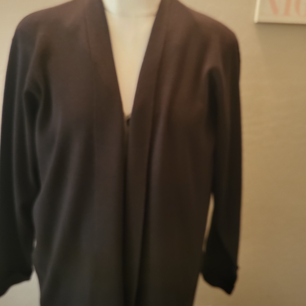 Eileen Fisher Open-Front Cardigan in Dark Brown